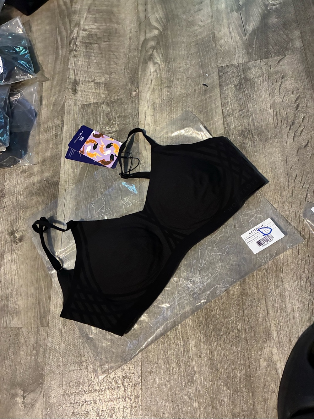 Women’s Honeylove LiftWear Silhouette Bra Vamp Black New SZ XS NWT
